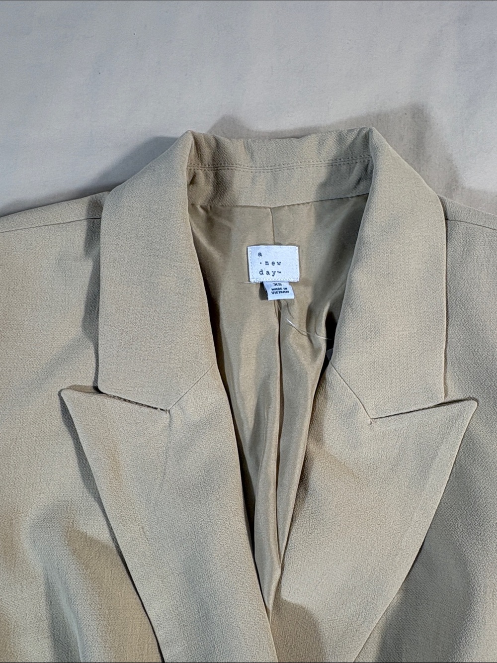A New Day XS Camel Double Breasted Blazer Womens Tan Lined Suit Jacket NWT - Picture 3 of 9